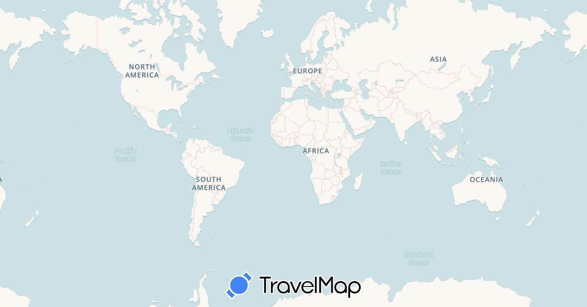 TravelMap itinerary: driving, bus, plane, train, hiking, boat, hitchhiking, motorbike, van supered in Argentina, Bolivia, Brazil, France, Indonesia, India, Nepal, New Zealand, Peru, Paraguay, Singapore (Asia, Europe, Oceania, South America)